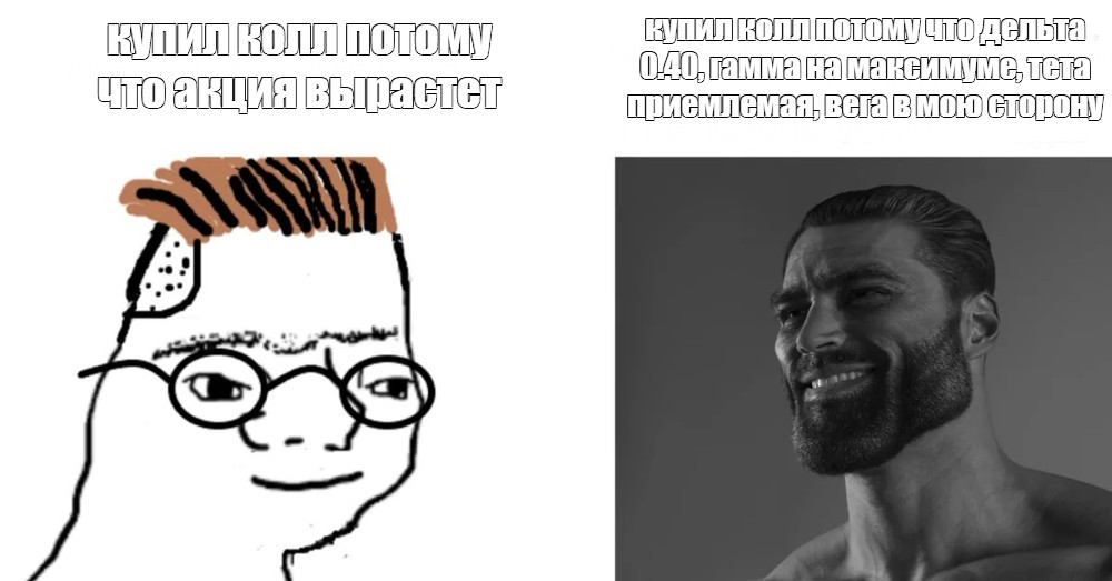 Купил колл потому что акция вырастет vs купил колл потому что дельта 0.40, гамма на максимуме
